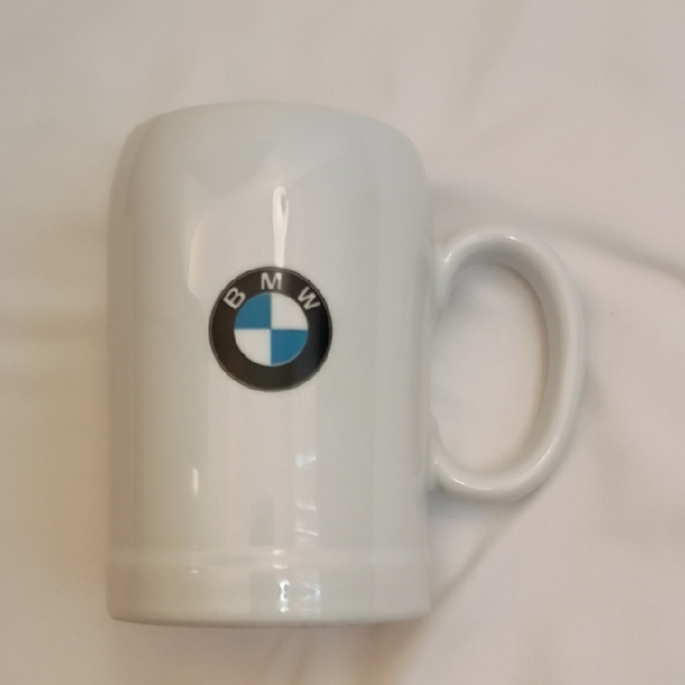 BMW White Mug with Black and Blue Roundel